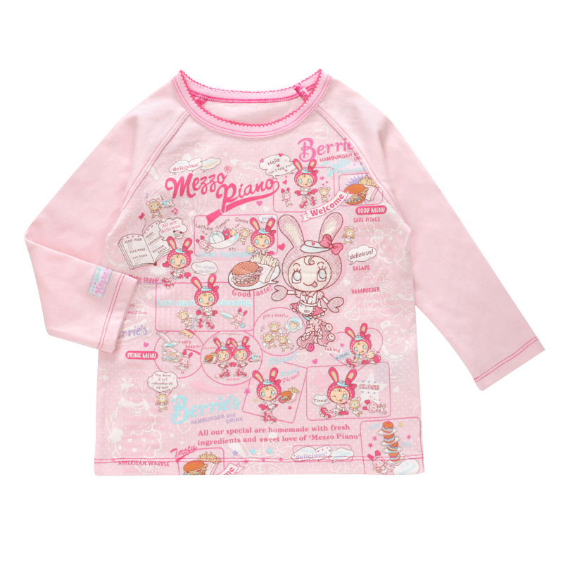 Tricou copii cu mânecă lungă, stil japonez, imprimare cu iepuraș și litere, 85% bumbac, pentru vârsta 3–8 ani