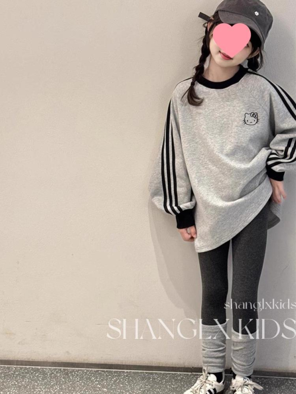 Bluza sweatshirt pentru copii, Hello Kitty imprimă, stil relaxat coreean, mâneci lungi, pulover, fără glugă, pentru fete de 8 ani și peste, primăvară-toamnă, 95% poliester