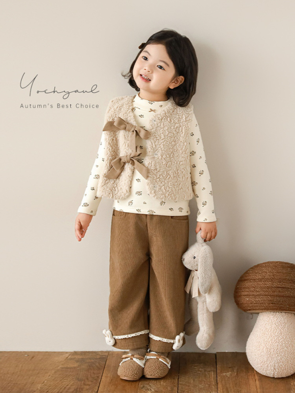 Lányoknak készült fleeces béléses, vastag virágmintás kerek nyakú hosszú ujjú téli póló