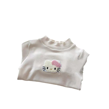 Bluza termică de iarnă pentru fete, cu mânecă lungă, model animale desene animate (țesătură Derong, tratare moale, 100% poliester, pentru 3–8 ani)