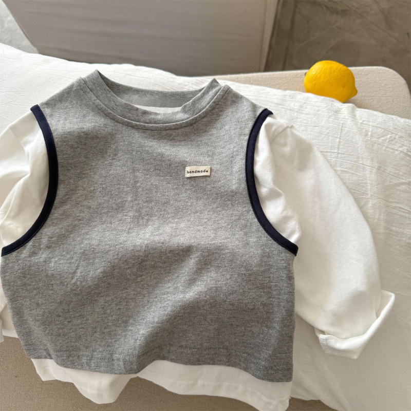 Tricou pentru copii cu mânecă lungă, 100% bumbac, guler rotund, unisex, pentru vârsta 3-8 ani