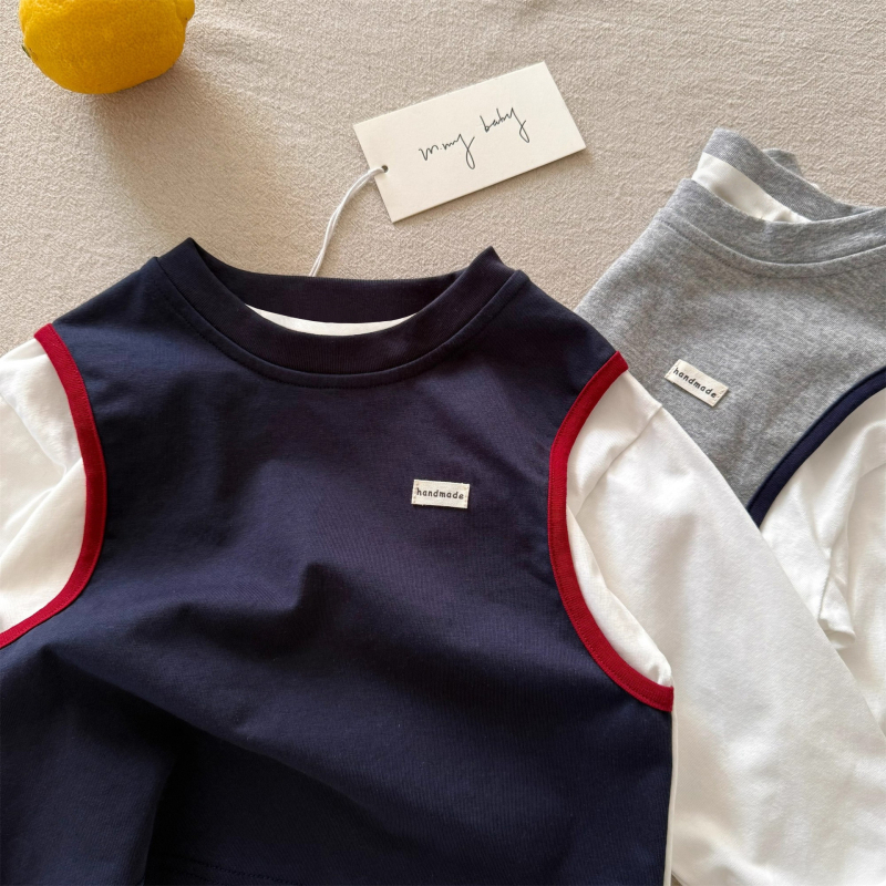 Tricou pentru copii cu mânecă lungă, 100% bumbac, guler rotund, unisex, pentru vârsta 3-8 ani