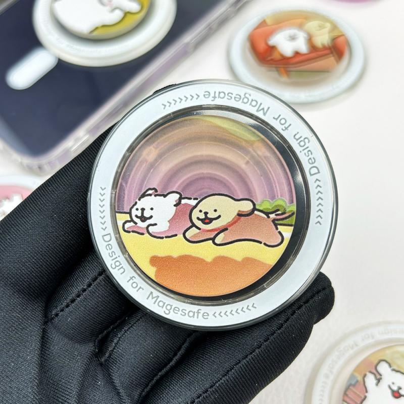 Βάση κινητού με snap-on και MagSafe, θέμα κουταβιού, διάφανο ματ τελείωμα, μοντέλο CP01, κατασκευή από πλαστικό