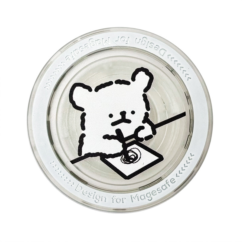 Snap-on držiak na telefón s témou šteniatka — karikatúrny štýl, MagSafe magnetické prichytenie, model CP01, plast, prispôsobiteľný