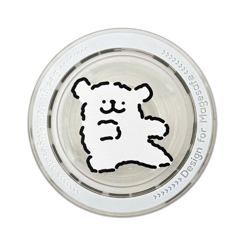 Snap-on držiak na telefón s témou šteniatka — karikatúrny štýl, MagSafe magnetické prichytenie, model CP01, plast, prispôsobiteľný