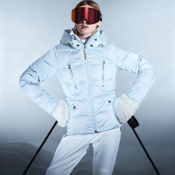 Női pehelydzseki kapucnival, laza szabás, fehér kacsa tollal töltve, 201-300 g töltet, poliészter anyag