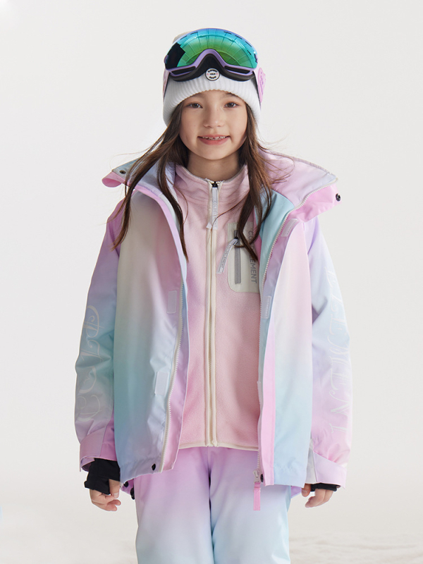 Gyerekeknek szóló ski kabát: légáteresztő, vízálló 20000, szélálló, meleg Silk-pamut izolációval, TEFLON külső anyag