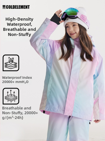 Detská bežecká bunda: priedušná, vodoodolná, teplá, vetruodolná; výplň Silk Cotton; štýl LYSF8044; vodotesnosť 20000