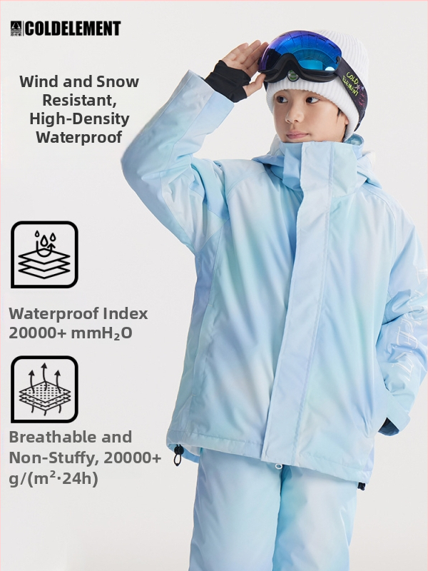 Detská bežecká bunda: priedušná, vodoodolná, teplá, vetruodolná; výplň Silk Cotton; štýl LYSF8044; vodotesnosť 20000