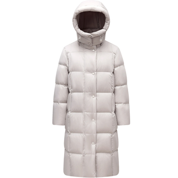Geacă lungă de damă din puf de gâscă, material nylon, fermoar, căldură extremă, umplere 351–400 g, model de iarnă 2025