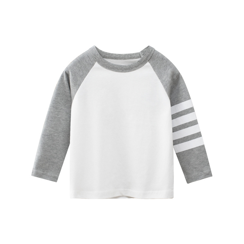 Tricou copii cu mânecă lungă, 100% bumbac, guler rotund, pentru 3–8 ani, primăvară