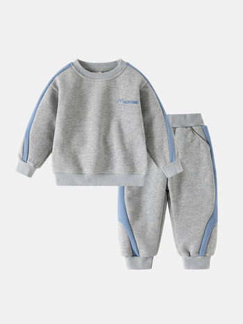 Set sport pentru copii băieți în stil coreean, două piese: pulover cu mânecă lungă și pantaloni, fleece, material din amestec de bumbac 55%, pentru toamnă (3–8 ani)