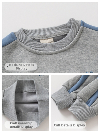 Set sport pentru copii băieți în stil coreean, două piese: pulover cu mânecă lungă și pantaloni, fleece, material din amestec de bumbac 55%, pentru toamnă (3–8 ani)