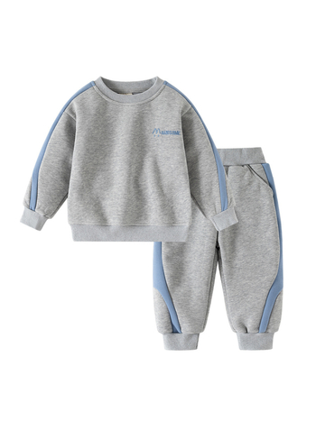 Set sport pentru copii băieți în stil coreean, două piese: pulover cu mânecă lungă și pantaloni, fleece, material din amestec de bumbac 55%, pentru toamnă (3–8 ani)