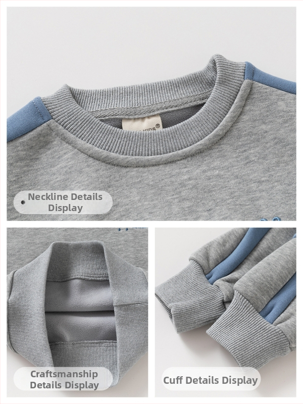 Set sport pentru copii băieți în stil coreean, două piese: pulover cu mânecă lungă și pantaloni, fleece, material din amestec de bumbac 55%, pentru toamnă (3–8 ani)