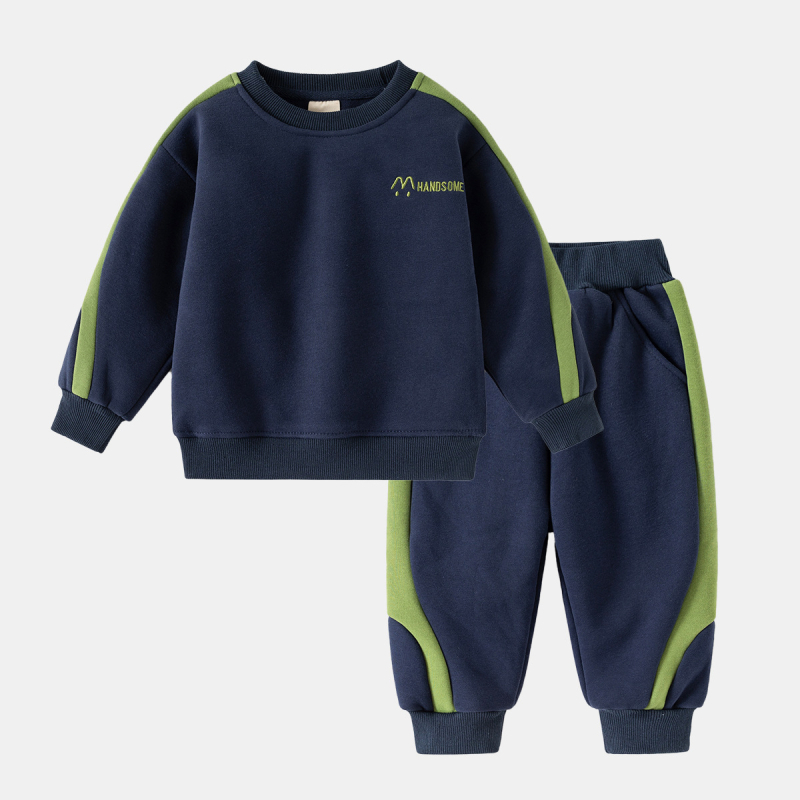 Set sport pentru copii băieți în stil coreean, două piese: pulover cu mânecă lungă și pantaloni, fleece, material din amestec de bumbac 55%, pentru toamnă (3–8 ani)