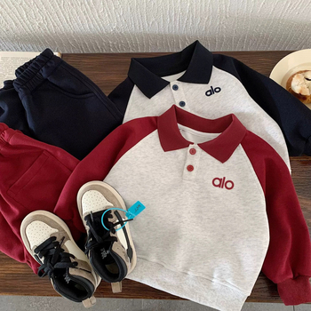 Set copii două piese pentru toamnă, din bumbac – Unisex, mâneci lungi, 100% bumbac, stil casual sport