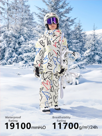 oddivski Vaikų unisex slidinėjimo kombinezonas — atsparus vandeniui 20000 mmH2O, atsparus vėjui, kvėpuojantis, Oxford audinys, Silk Cotton užpildas (HXF21046)