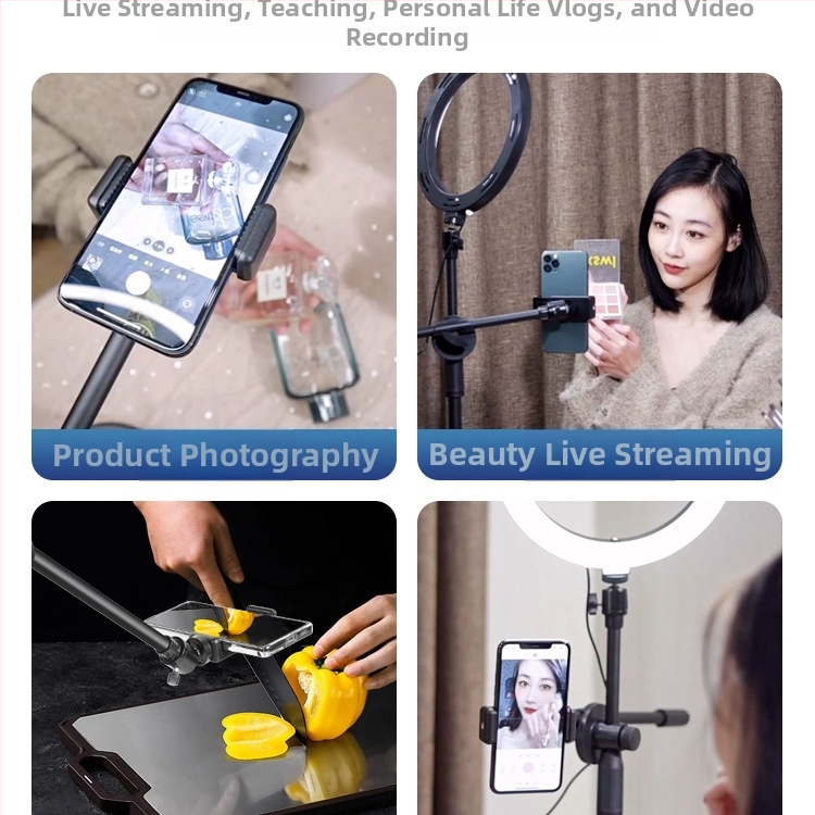 Mobiiltelefonile ülelaudne statiiv professionaalseteks salvestusteks valgusega otseülekannete ja selfide jaoks (Tüüp: Air bag holder; Materjal: Alloy; Stiil: Simple)