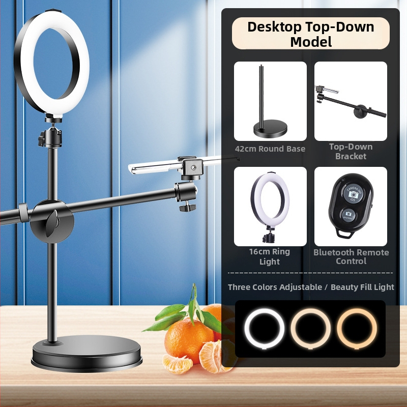 Suport de telefon deasupra biroului pentru filmări profesionale cu iluminare pentru livestream și selfie (Tip: Air bag holder; Material: Alloy; Stil: Simple)