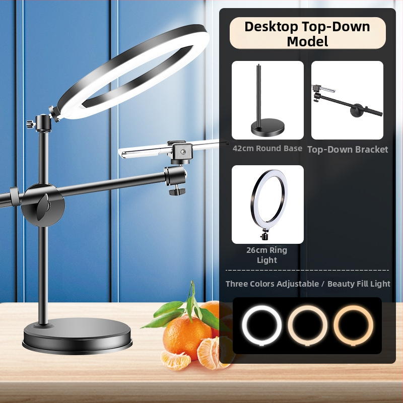 Suport de telefon deasupra biroului pentru filmări profesionale cu iluminare pentru livestream și selfie (Tip: Air bag holder; Material: Alloy; Stil: Simple)