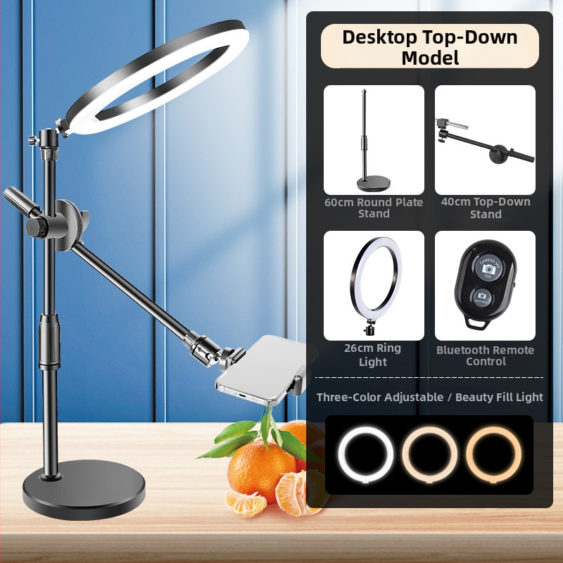 Suport de telefon deasupra biroului pentru filmări profesionale cu iluminare pentru livestream și selfie (Tip: Air bag holder; Material: Alloy; Stil: Simple)