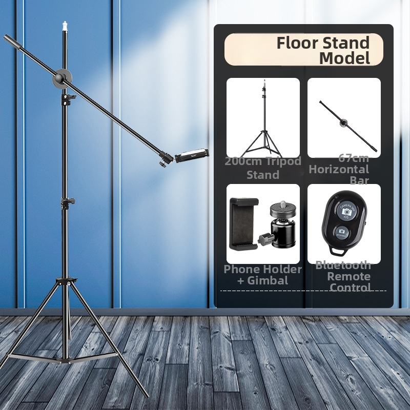 Suport de telefon deasupra biroului pentru filmări profesionale cu iluminare pentru livestream și selfie (Tip: Air bag holder; Material: Alloy; Stil: Simple)