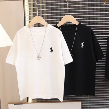 Tricou pentru copii cu mânecă scurtă, broderie în stil coreean, unisex, poliester, evacuare a umezelii, guler rotund, vară 2025