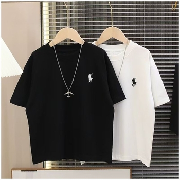 Tricou pentru copii cu mânecă scurtă, broderie în stil coreean, unisex, poliester, evacuare a umezelii, guler rotund, vară 2025