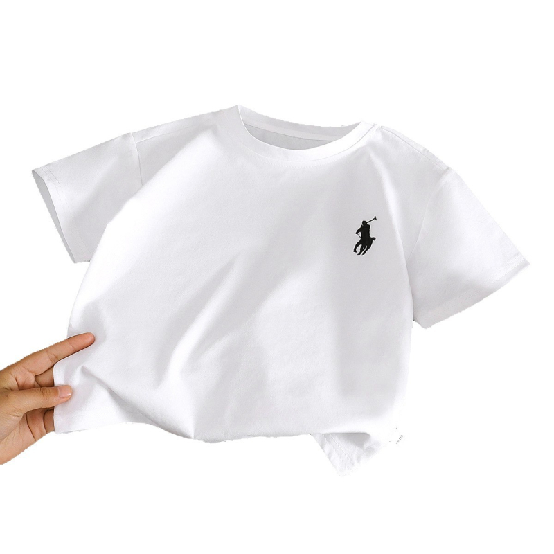 Tricou pentru copii cu mânecă scurtă, broderie în stil coreean, unisex, poliester, evacuare a umezelii, guler rotund, vară 2025
