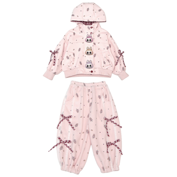Lányok őszies kétrészes szett kapucnival, hosszú ujjú; pamutkeverék anyag 60% pamut; 3–8 évesek