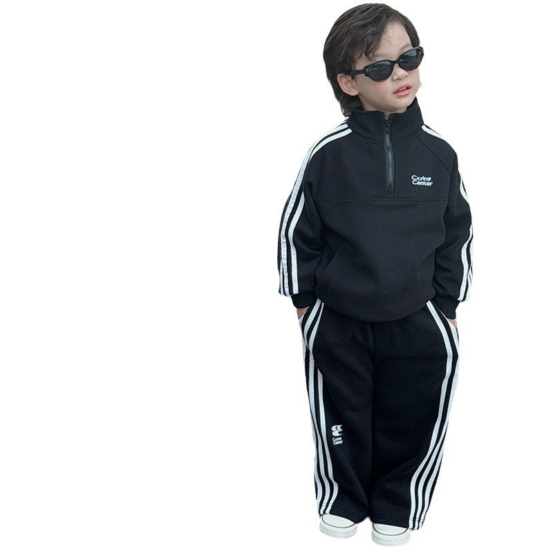 Dječji dvodijelni kostim, korejskog stila, hlačasti kostim, pamuk smeša, otisak slova, za djecu od 8 godina (140 cm+)