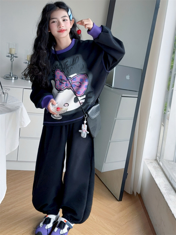 Dječji dvodijelni set za proljeće i jesen, korejskog stila, bluza s zipom i široke hlače