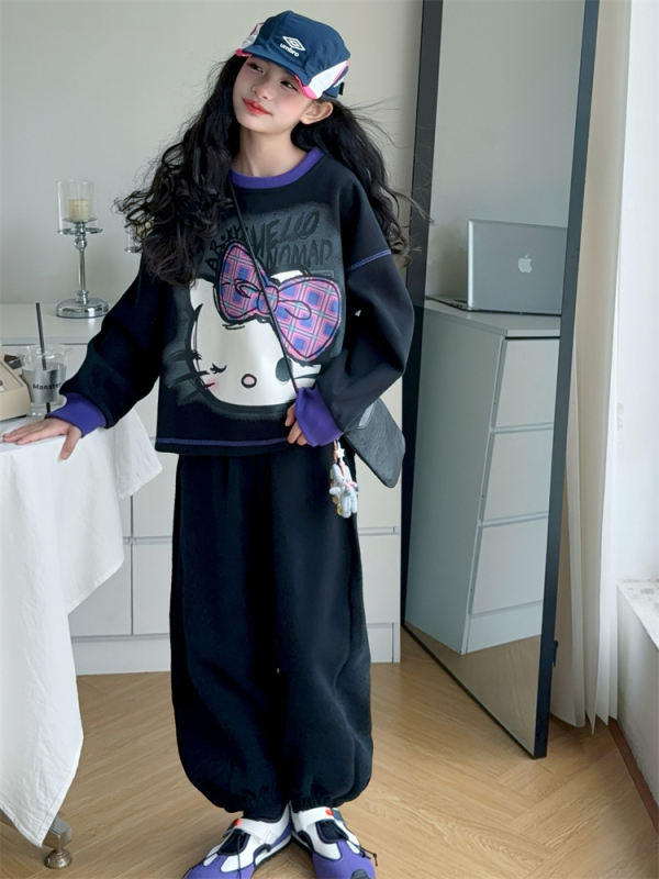 Dječji dvodijelni set za proljeće i jesen, korejskog stila, bluza s zipom i široke hlače
