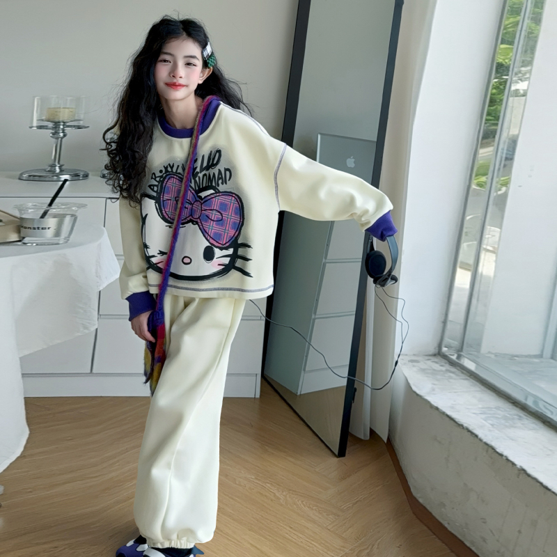 Dječji dvodijelni set za proljeće i jesen, korejskog stila, bluza s zipom i široke hlače