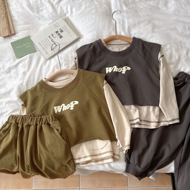 Set de trei piese pentru copii, stil coreean, casual sport, pentru primăvară și toamnă, material din bumbac, pentru copii 3–8 ani