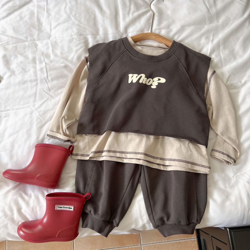 Set de trei piese pentru copii, stil coreean, casual sport, pentru primăvară și toamnă, material din bumbac, pentru copii 3–8 ani
