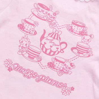 Tricou pentru copii din bumbac cu mâneci scurte pentru fete — temă Pianistă Prințesă și imprimeu Casă de Iepuri