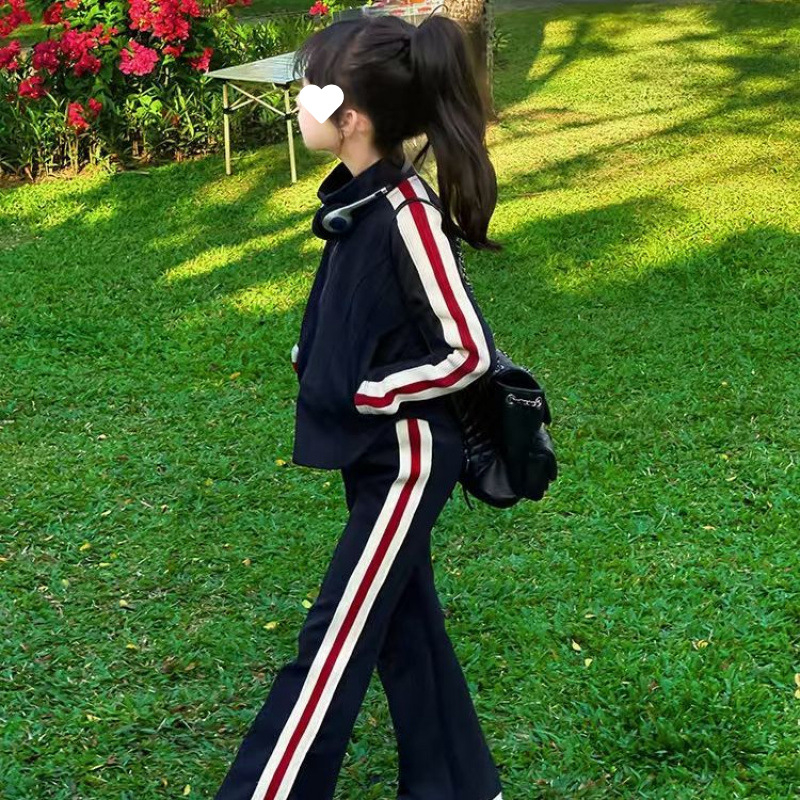 Djevojčice dvodijelni sportski komplet, koledž stil, dugi rukav, pamuk 81–90%, proljeće 2025