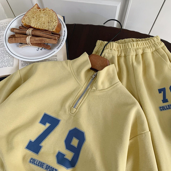 Set pentru copii din două piese în stil K: hanorac din bumbac și pantaloni, mâneci lungi, pulover, 60,6% bumbac, toamna 2024, pentru vârstele 3–8 ani