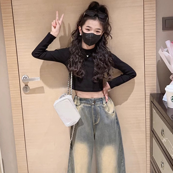 Dječja majica s dugim rukavima, korejskog stila, okrugli izrez, materijal 90% rayon, 10% spandex, tkanina koja odvodi vlagu