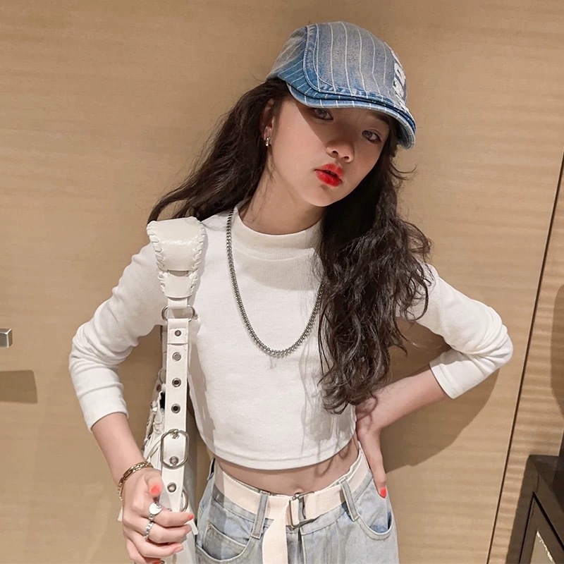 Dječja majica s dugim rukavima, korejskog stila, okrugli izrez, materijal 90% rayon, 10% spandex, tkanina koja odvodi vlagu