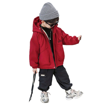 Bērnu kapucēta jaka, bieza, 70–80% kokvilna, rudens–ziema 2025