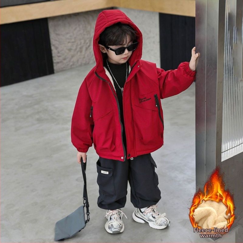 Bērnu kapucēta jaka, bieza, 70–80% kokvilna, rudens–ziema 2025