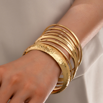 Set brăţări din metal, formă neregulată, pentru stacking, Luna chiao (Material: Metal; Brand: Luna chiao; Tehnologia de prelucrare: Rack plating; Stil: Stacking; Greutate: 61)