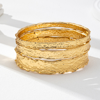 Set brăţări din metal, formă neregulată, pentru stacking, Luna chiao (Material: Metal; Brand: Luna chiao; Tehnologia de prelucrare: Rack plating; Stil: Stacking; Greutate: 61)