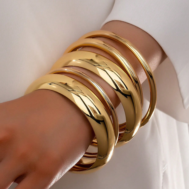 Set brăţări din metal, formă neregulată, pentru stacking, Luna chiao (Material: Metal; Brand: Luna chiao; Tehnologia de prelucrare: Rack plating; Stil: Stacking; Greutate: 61)