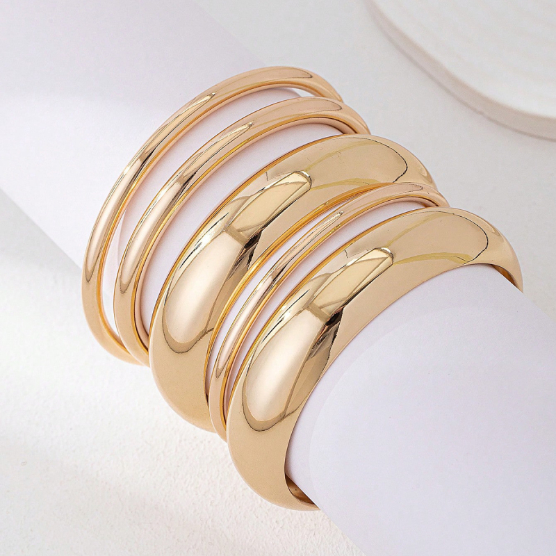 Set brăţări din metal, formă neregulată, pentru stacking, Luna chiao (Material: Metal; Brand: Luna chiao; Tehnologia de prelucrare: Rack plating; Stil: Stacking; Greutate: 61)