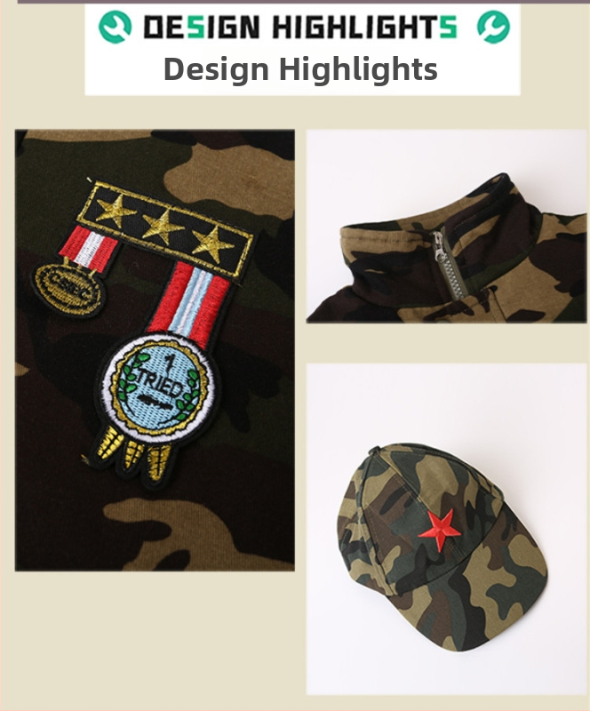 Costum camuflaj pentru copii din bumbac, set din două piese, pentru toamnă-iarna, îmbrăcăminte de lucru groasă, unisex