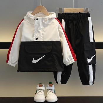 Dječji dvodijelni kostim, korejski stil, s kapuljom, dugih rukava, najlon tkanina 95%, za djecu 3–8 godina, proljeće-jesen